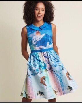 ModCloth Whimsical A line Fit n Flare Sleeveless Without End Snow Cat Dress XL